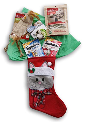 Jumping Daisy Holiday Christmas Kitty Cat Stocking Gift Filled with Treats - Certified Organic Catnip, Two Cat Toys, Two Temptations Treat Bags - Thumbnail 5