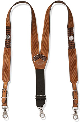 Nocona Belt Co. Men's Buffalo Nickel Basket Leather Suspender, tan, Large - Thumbnail 2