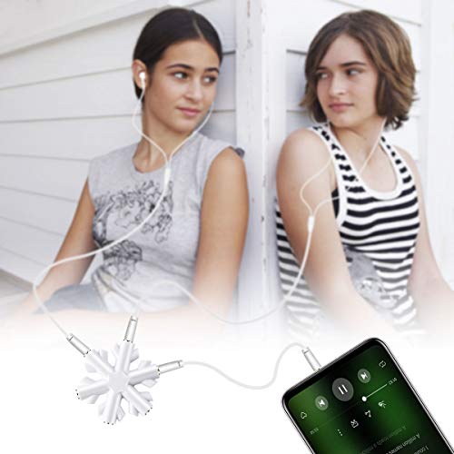 Répartiteur Audio 1 à 5, Adaptateur de Casque, AMIGIK Multiprise Jack 3,5 mm Flocon de Neige - Partage de Musique séparateur écouteurs pour téléphone Portable Tablette PC MP3 / MP4 (Pack de 2)