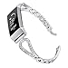 bayite Bling Metal Bands Compatible with Fitbit Charge 3 & Charge 3 SE, Replacement Metal Bracelet with Diamond Dressy Wristband Women, Silver