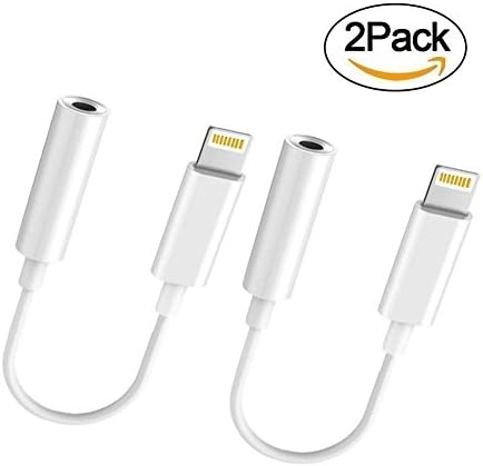 Lightning to 3.5mm Headphone Jack Adapter,INGOUE 2Pack iPhone 7 /7 Plus Lightning Connector to 3.5mm Female Audio Jack Earphone Extender Port Stereo for iPhone 6/6s/7/7 Plus and More … (2PACK-)