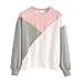 Women Splice Sweatshirt Round Neck Casual Pullover Hoodless Blouse Tops by Keepfit