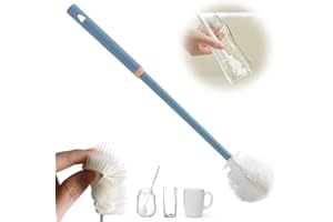ATFIRST Soft Bristle Silicone Cup Brush, 2024 Upgrade 360°Silicone Cup Brush, Long Handle Water Bottle Brush Cleaner, Cup Cleaner Brush Cup Lid Cleaning Brush for Narrow Neck containers(Blue1,1PCS)