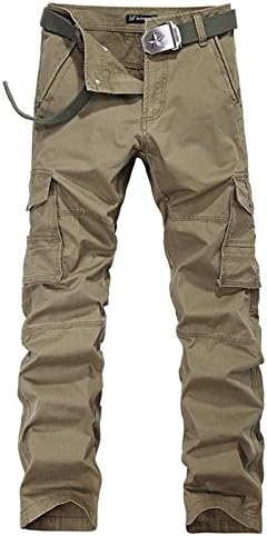 METERDE Men's High Quality Cotton Army Baggy Cargo Pants 34 Khaki