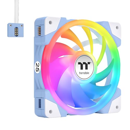 Thermaltake SWAFAN EX 12 ARGB Cooling Fan, Hydrangea Blue, 3-Fan pcak, 500~2000 RPM, Magnetic Connection, Reversable Blades, sync with MB RGB Software, CL-F183-PL12BU-A