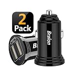 USB Car Charger,Bralon 2-Pack 18W 3.4A Mini 2 USB Fast Car Charger Adapter Compatible with Iphone 11,11 Pro(Max) Xs Max X 8 7 6,HTC,LG,Moto,Galaxy Note S10 S9 S8 S7 S6 Edge, iPad Pro/Air/mini and More