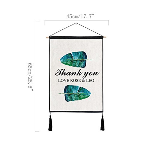 Adarl Hanging Painting Wall Art Wooden Scroll Painting Rolling Art Print on Canvas Framed with Tassel Ready to Hang for Home Office Decor(Green Plants)