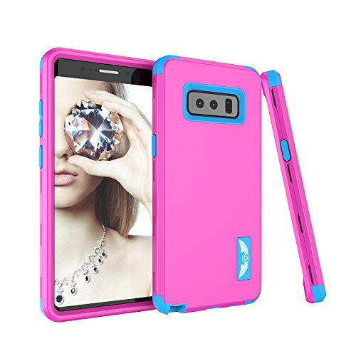 Galaxy Note 8 Case, NOKEA 3 in 1 Hybrid Heavy Duty Shockproof Full-Body Protective Case Bumper Cover Soft Silicone Combo Hard PC Three Layer Impact Protection for Samsung Galaxy Note 8 (Rose Blue)