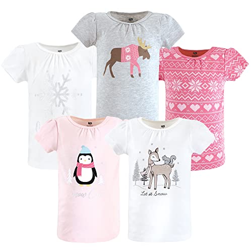 Hudson Baby Girls T-shirts Unisex Short Sleeve Winter Animals, 5 Toddler, Girl…