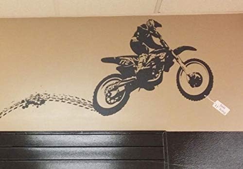 Wall Art Decal Dirt Bike with Tracks Motor Cross Lettering Vinyl Letterting Wall Sticker Decor
