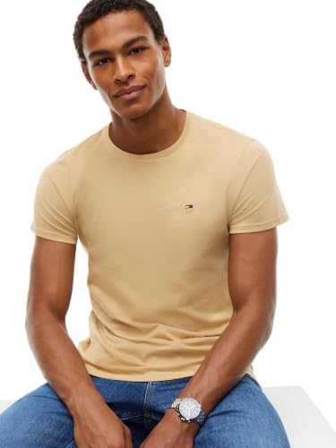 TJM Original - T-shirt ajustada de manga curta masculina, bege (areia bege), M