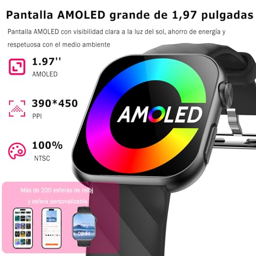 Marsyu 2026 New Smart Watch with ECG/Blood Pressure/HRV/Sleep/Temperature, Man Woman, 1.97" AMOLED Smartwatch Health with Bluetooth Calls/24H Heart Rate Monitor/SpO2/IMC/SOS,Body Composition