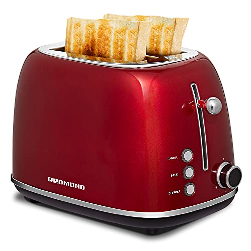 REDMOND 2 Slice Toaster Retro Stainless Steel Toaster with Bagel