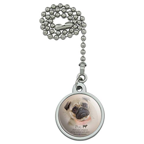 GRAPHICS & MORE Pug Dog Breed Ceiling Fan and Light Pull Chain