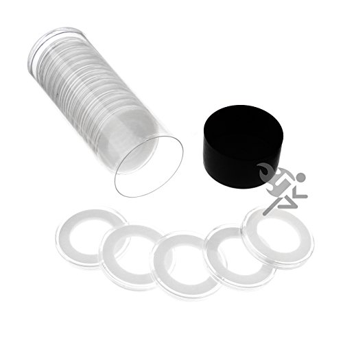 Black Lid Capsule Tube & 20 Air-Tite 27mm White Ring Coin Holders for 1/2oz Gold Eagles
