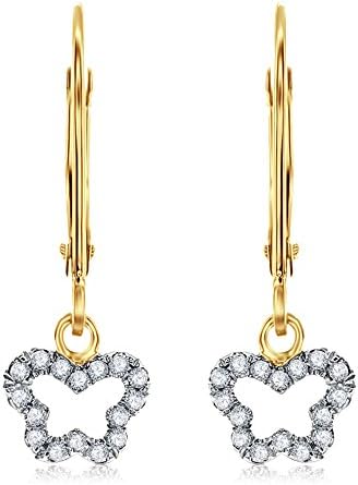 Silvercz Jewels Butterfly Shape Leverback Earing Clear Simulated Diamonds Silver Plated Black