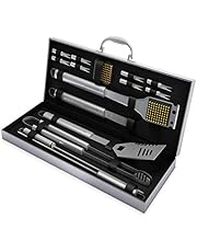 BBQ Grilling Accessories – 16PC Grill Set with Spatula, Tongs, Skewers, Case – Barbecue Tools for Father’s Day, Wedding, Anniversary by Home-Complete