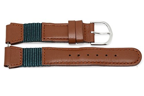 16MM BROWN TEAL NYLON LEATHER WATCH BAND STRAP FITS SWISS ARMY WENGER