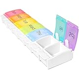 Push Button Pill Organizer , Push Open Design - Rainbow