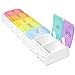 Weekly Pill Organizer, Push Button Pill Box, Portable Travel Prescription & Medication Pill Case with Unique Spring Assisted Open Design and Large Compartments to Hold Vitamins, Cod Liver Oil, Supplem