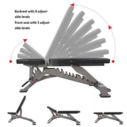 CONATE Adjustable Strength Training Bench, Weight Capacity 1100 lbs