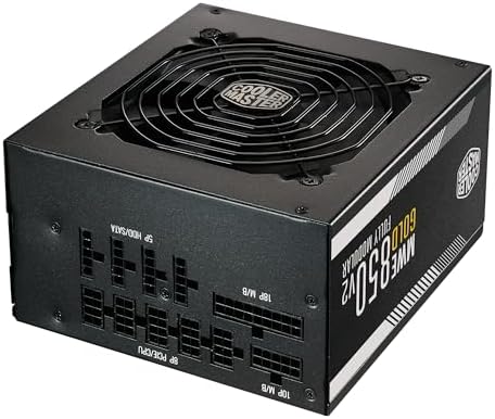 Cooler Master MWE Gold 850 V2 Full Modular PSU, 850W, 80+ Gold, Designed Ready Nvidia RTX 5080 | AMD RX 9070 XT, 2 EPS Connectors, 120mm HDB Fan, Semi-fanless, 5-Year
