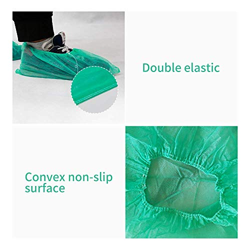 Shoe Covers Disposable Non Slip -200 Piece(100 Pairs), Durable Shoe Covers, Indoor Outdoor Protect Your Home, Floors and Shoes 17 X 38cmï¼ˆGreen)