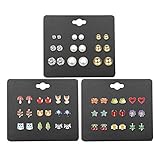 Finrezio 27 Pairs Multiple Stud Earrings for Women