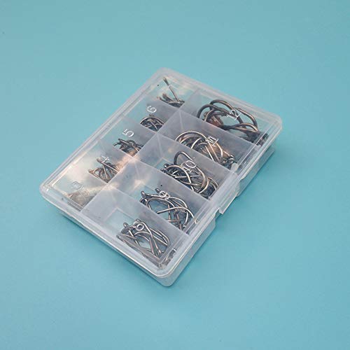 Poapp 100 Stück Angelhaken, Angelhaken Kohlenstoffstahl Scharf Haken Angelhaken Set mit Kunststoff Box #3-#12… – Bild 3