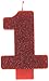 CANDLE NUMERAL GLITTER #1 RED (12/288)