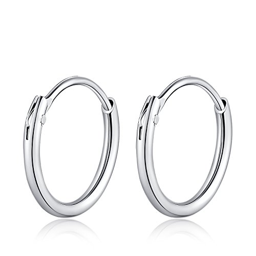 925 Sterling Silver Circle Endless Hoop Earrings,Hypoallergenic Rounded Hoops Earrings for Women Girls 10mm to 60mm (10mm)