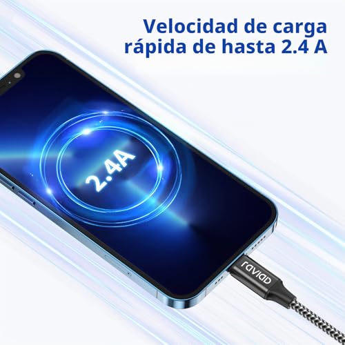 RAVIAD iPhone Charger Cable 2M 3Pack [MFi-Certified] iPhone Cable Fast Charging Nylon Braided USB Lightning Cable for iPhone 14 13 12 11 XS MAX XR X 8 Plus 7 Plus 6S 6 Plus 5 5S 5C SE, iPad