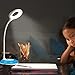 LED Desk Lamp, HIHIGOU Gooseneck Dimmable Eye Protection Desk Light 3.2W Touch Control 3 Adjustable Brightness Levels USB Rechargeable with Multi-Colored Changing Base, Reading Lamp for Kids, White