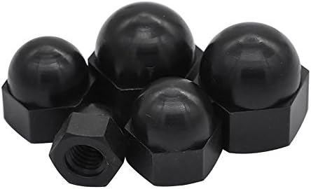 100pcs/lot M3 M4 M5 M6 M8 M10 M12 Black White Nylon Acorn Metric Thread Acorn Hex Cap Nuts (M6, Black)