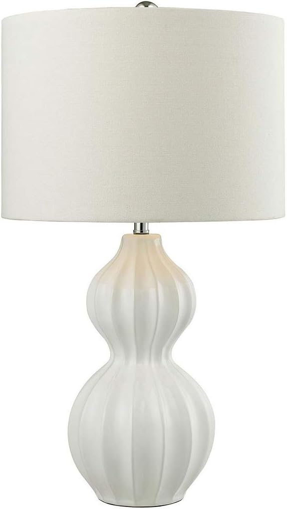 Elk Lighting D2575-LED Ribbed Gourd Table Lamp in Gloss White Ceramic-LED