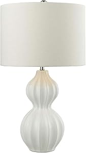 Elk Lighting D2575-LED Ribbed Gourd Table Lamp in Gloss White Ceramic-LED