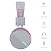 Kanen I39 Headphones On ear Foldable Noise Isolating Headsets with Mic and Remote for Kids Adults （Rosy）
