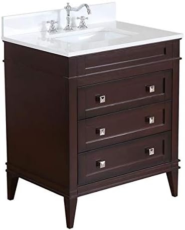 Amazon Com Eleanor 30 Inch Bathroom Vanity Quartz Chocolate Includes Chocolate Cabinet With Stunning Quartz Countertop And White Ceramic Sink Kitchen Dining