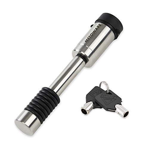 METOWARE Heavy Duty Trailer Hitch Receiver Pin Lock, Stainless Steel, 5/8” Diameter, 31/2