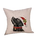 Christmas Dog Pattern Linen Cushion Cover, CSSD Throw Pillow Case Sofa Bed Home Decor (G, Colorful)