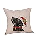 Christmas Dog Pattern Linen Cushion Cover, CSSD Throw Pillow Case Sofa Bed Home Decor (G, Colorful)
