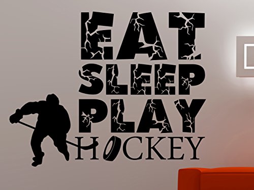 Eat Sleep Play Hockey Wall Sticker Sports Motivational Quote Vinyl Decal Home Interior Decorations Inspirational Art Kids Room Training Club Decor 8hkk