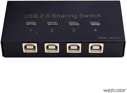 Wellcolor® 4 Ports Auto Sharing Switch Box Adapter - Retail Packaging for All Printers
