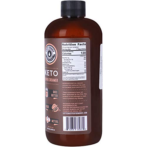 Keto Coffee Creamer with MCT Oil, Ghee Butter, Cocoa Butter, 16oz / 32