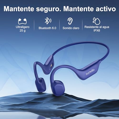 sunvito Headphones, Wireless Sports Headphones Bluetooth Open Ear IPX6 Waterproof Lightweight Running Headphones Sleep Headphones