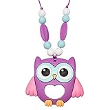 Sensory Oral Motor Aide Chewelry Necklace - Chewy Jewelry for Sensory-Focused Kids with Autism or Special Needs - Calms Kids and Reduces Biting/Chewing/Fidgeting - Owl (Purple)