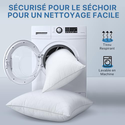 TESQ Set of 2 Luxury Hotel Quality Pillows, 60 x 60 cm, Soft, Breathable and Hypoallergenic, Oeko-TEX Certified, Suitable for All Sleeping Positions