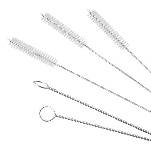 GFDesign Drinking Straw Cleaning Brushes Set 10 Inches Extra Long 10mm Extra Wide Pipe Tube Cleaner Nylon Bristles Stainless Steel Handle - 10" x 3/8" (10mm) - Set of 15