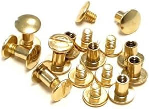Set of 100 pc packs of 1/4" Brass Plated Chicago Screws Leather Repair Screw Post Fastener