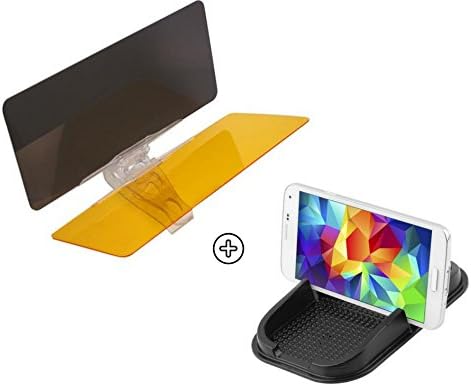 Day Night Car Visor Extender | Car Sun Visor Blocker Protect Eyes From Direct Sunlight &amp; Night Anti Glare For Better Driver See Through Vision Plus Auto Vehicle Dashboard Cell Phone Holder